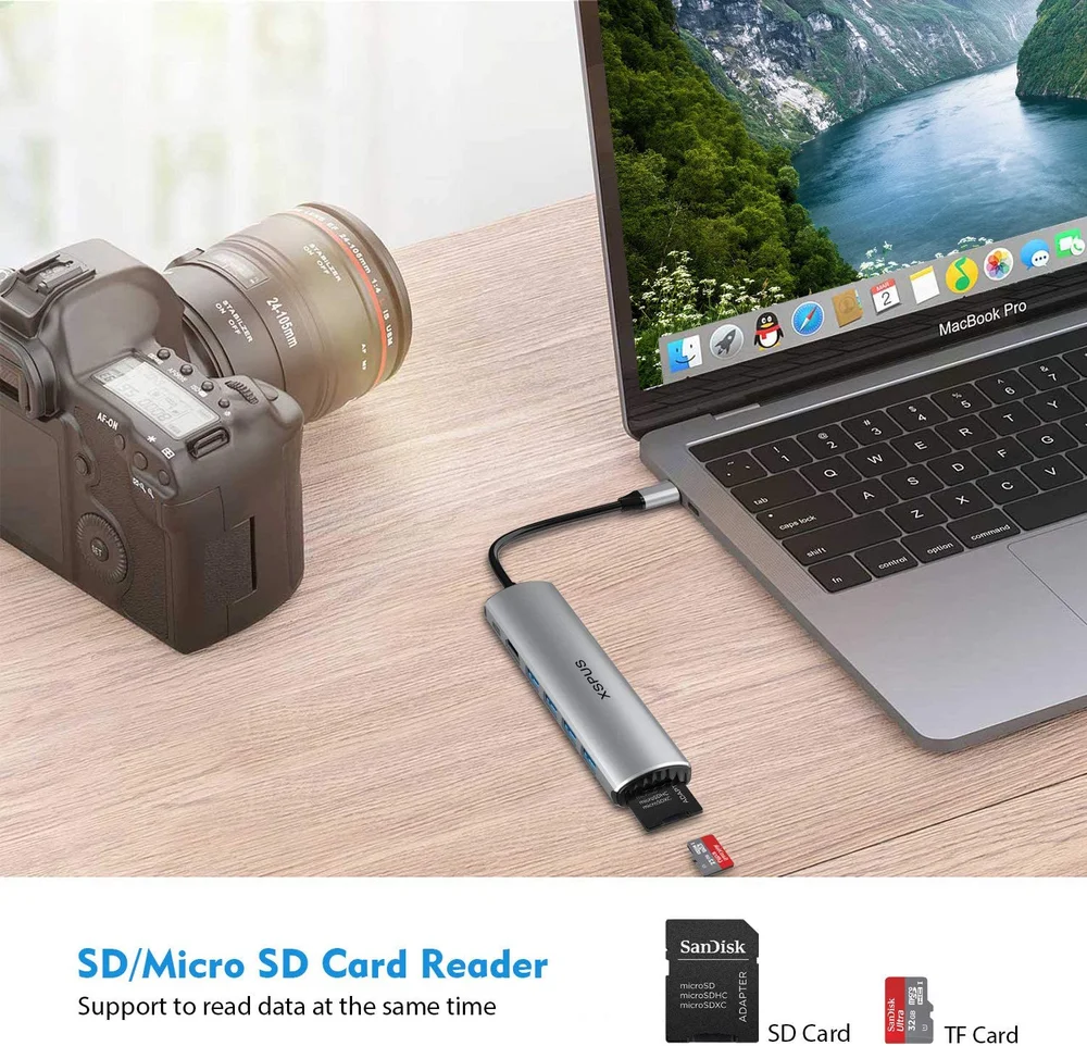 Imagem 2 de 2 do produto Adaptador Usb-c P/ Macbook Pro 8 Em 1 USB-C Hub To HDMI + USB 3.0 - 4+sd/tf+pd