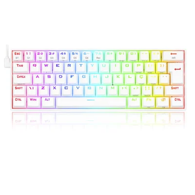 Teclado Mecânico Gamer Redragon Draconic Pro, Branco, Switch Brown