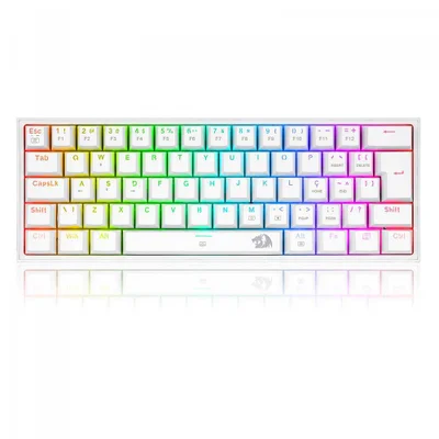 Teclado Mecânico Gamer Redragon Fizz, RGB, Branco, Swich Brown
