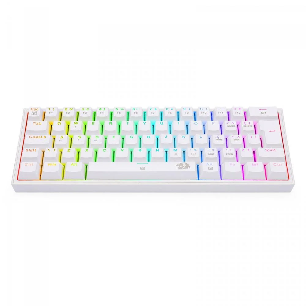 Imagem 2 de 5 do produto Teclado Mecânico Gamer Redragon Fizz, RGB, Branco, Swich Brown