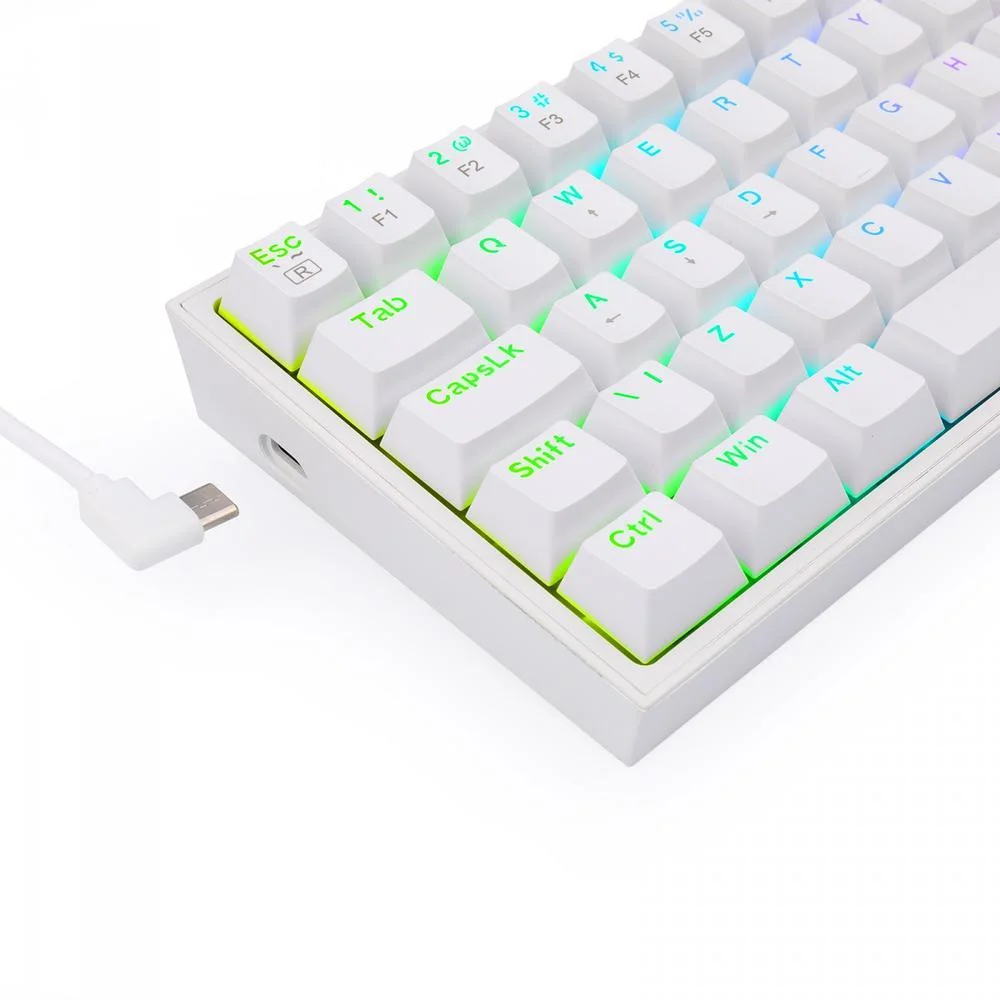 Imagem 4 de 5 do produto Teclado Mecânico Gamer Redragon Fizz, RGB, Branco, Swich Brown