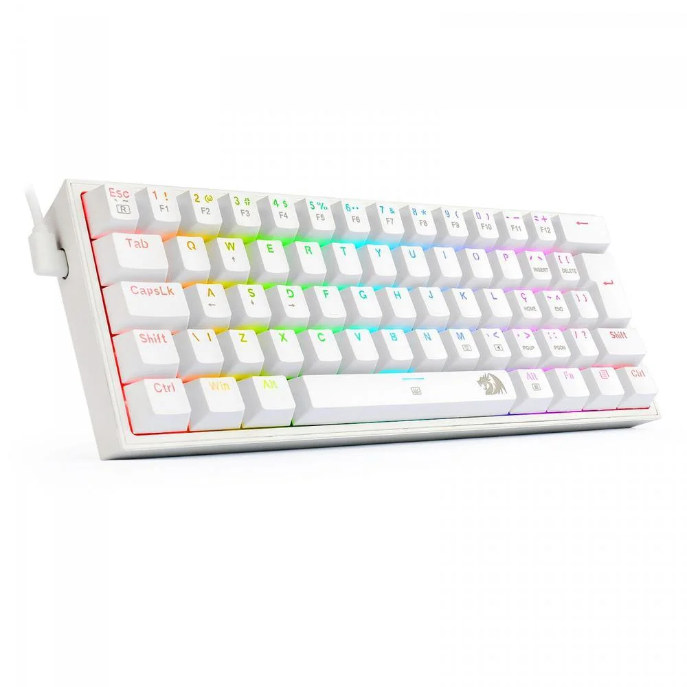 Imagem 5 de 5 do produto Teclado Mecânico Gamer Redragon Fizz, RGB, Branco, Swich Brown