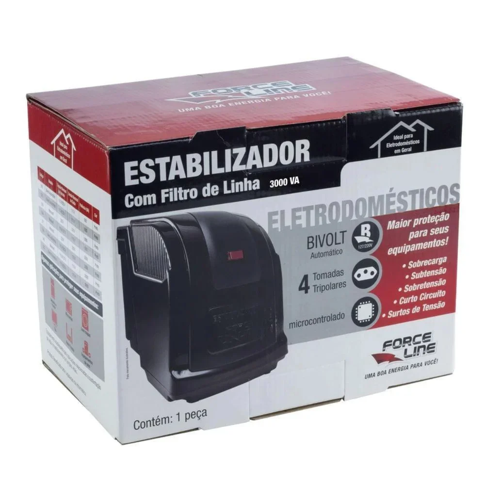 Imagem 2 de 5 do produto Estabilizador Para Eletrodomésticos Bivolt 3000va - Force Line