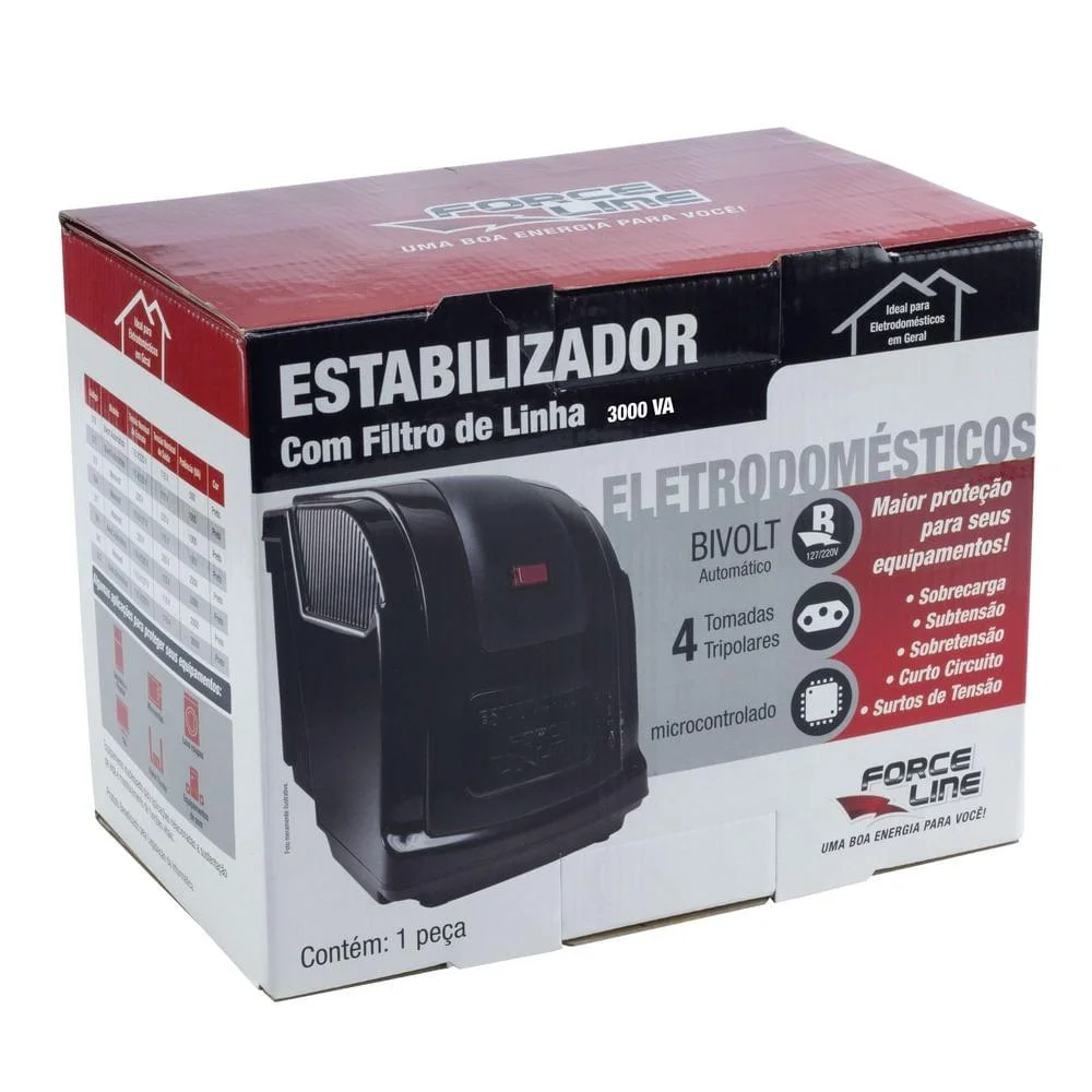 Imagem 5 de 5 do produto Estabilizador Para Eletrodomésticos Bivolt 3000va - Force Line