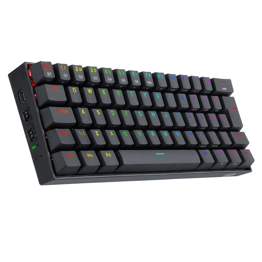 Imagem 5 de 5 do produto Teclado Mecânico  Sem Fio Gamer Redragon Draconic Pro, Bluetooth, Abnt2, RGB, Preto - Switch DIY Azul