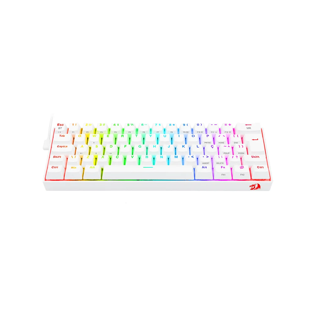 Teclado Sem Fio Mecânico Gamer Redragon Draconic Pro, RGB, Bluetooth, Branco, Switch Azul, Layout 60%, ABNT2 - K530W-RGB-PRO Teclado Sem Fio Mecânico Gamer Redragon Draconic Pro, RGB, Bluetooth, Branco, Switch Azul, Layout 60%, ABNT2 - K530W-RGB-PRO