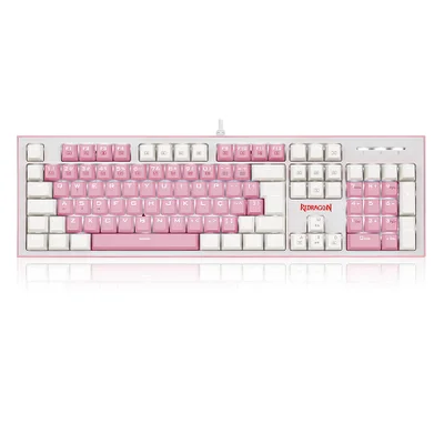 Teclado Mecânico Gamer Redragon Hades, Bubblegum - Switch DIY Azul E, LED, Branco