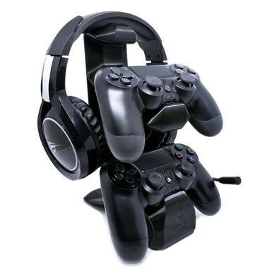 Suporte de Mesa Sculpy Printing Lifestyle 2CTF,  para 2 Controles  Playstation 4 e 1 Headset ou Headphone, Preto