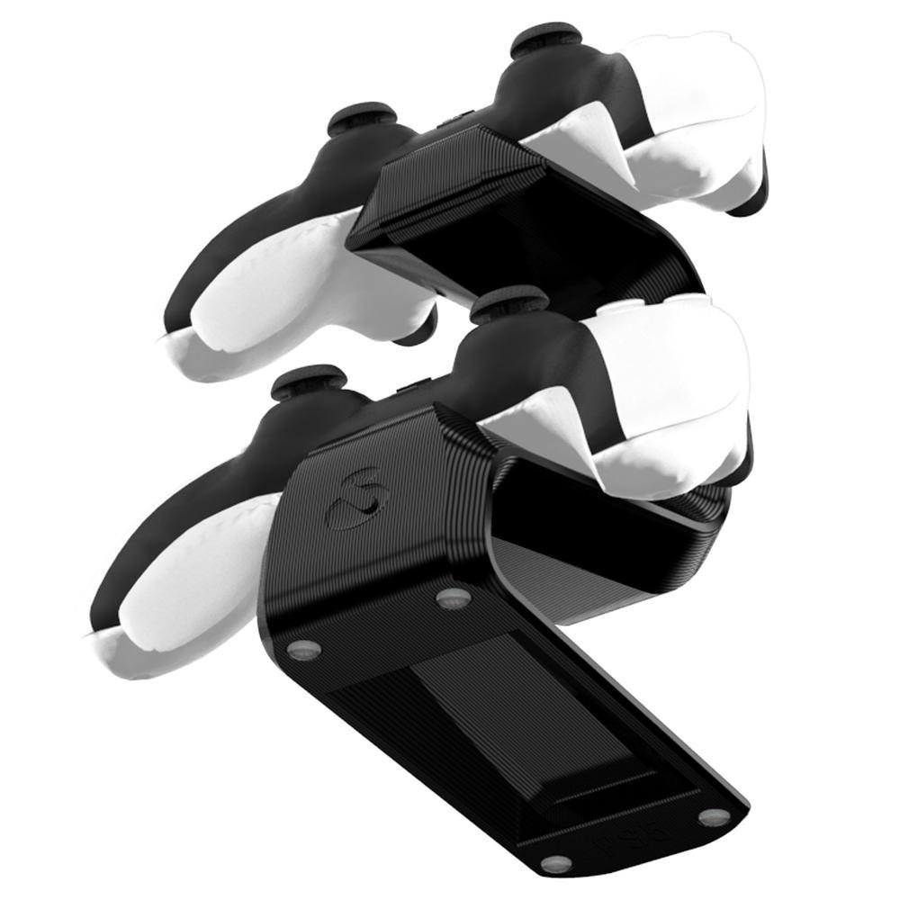 Imagem 2 de 5 do produto Suporte  Apoio De Mesa Sculpy Printing Lifestyle VN, Para 2 Controles Playstation 5,  com pé de silicone, Preto e Branco
