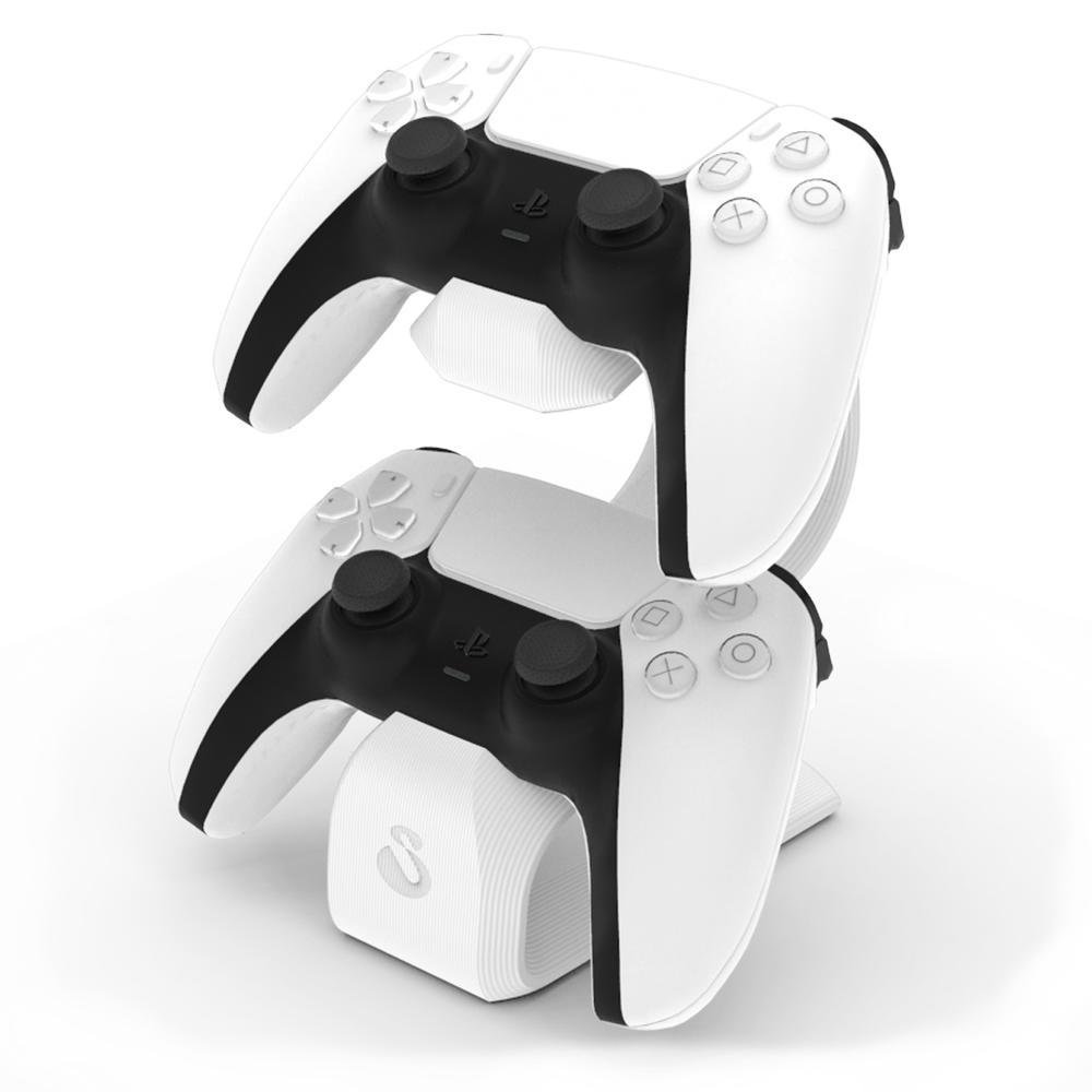 Imagem 3 de 5 do produto Suporte  Apoio De Mesa Sculpy Printing Lifestyle VN, Para 2 Controles Playstation 5,  com pé de silicone, Preto e Branco