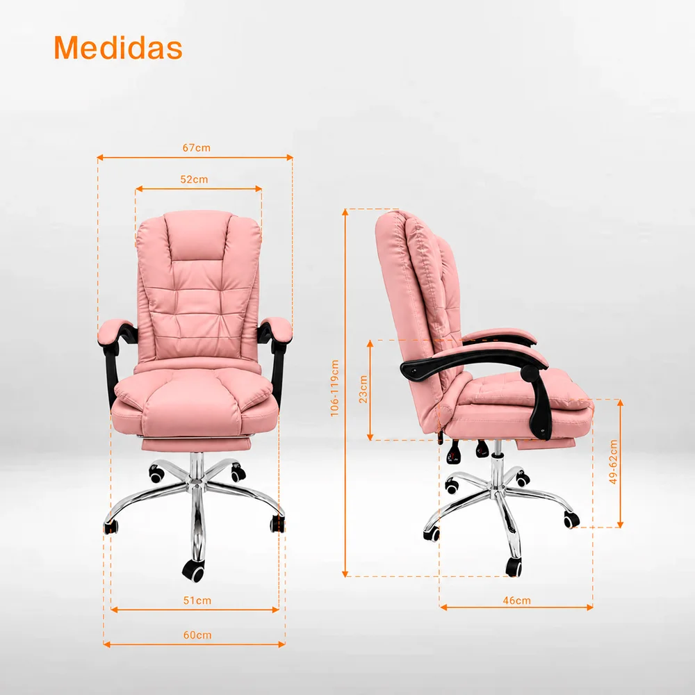Imagem 2 de 5 do produto Cadeira De Escritório Presidente Webshop, Ergonômica, Rosa