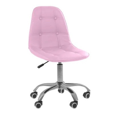 Cadeira Office Oficial Eiffel Botonê, Ajustável, Base Giratória, Rosa