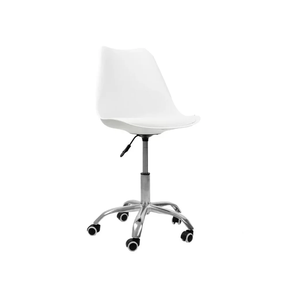 Imagem 4 de 5 do produto Cadeira Office, Base Cromada Com Rodizio Giratória, Saarinen, Branco