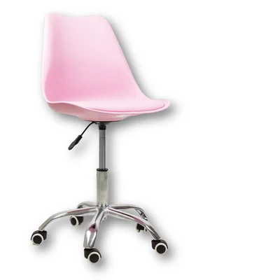 Cadeira Office, Oficial, Base Cromada Com Rodizio Giratória, Saarinen, Rosa