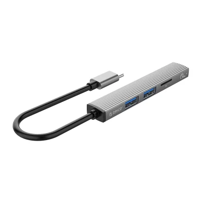 Hub De Alumínio 3 Portas Usb +  Tf P/  Tipo-c - Ah-12f - Orico - Cinza