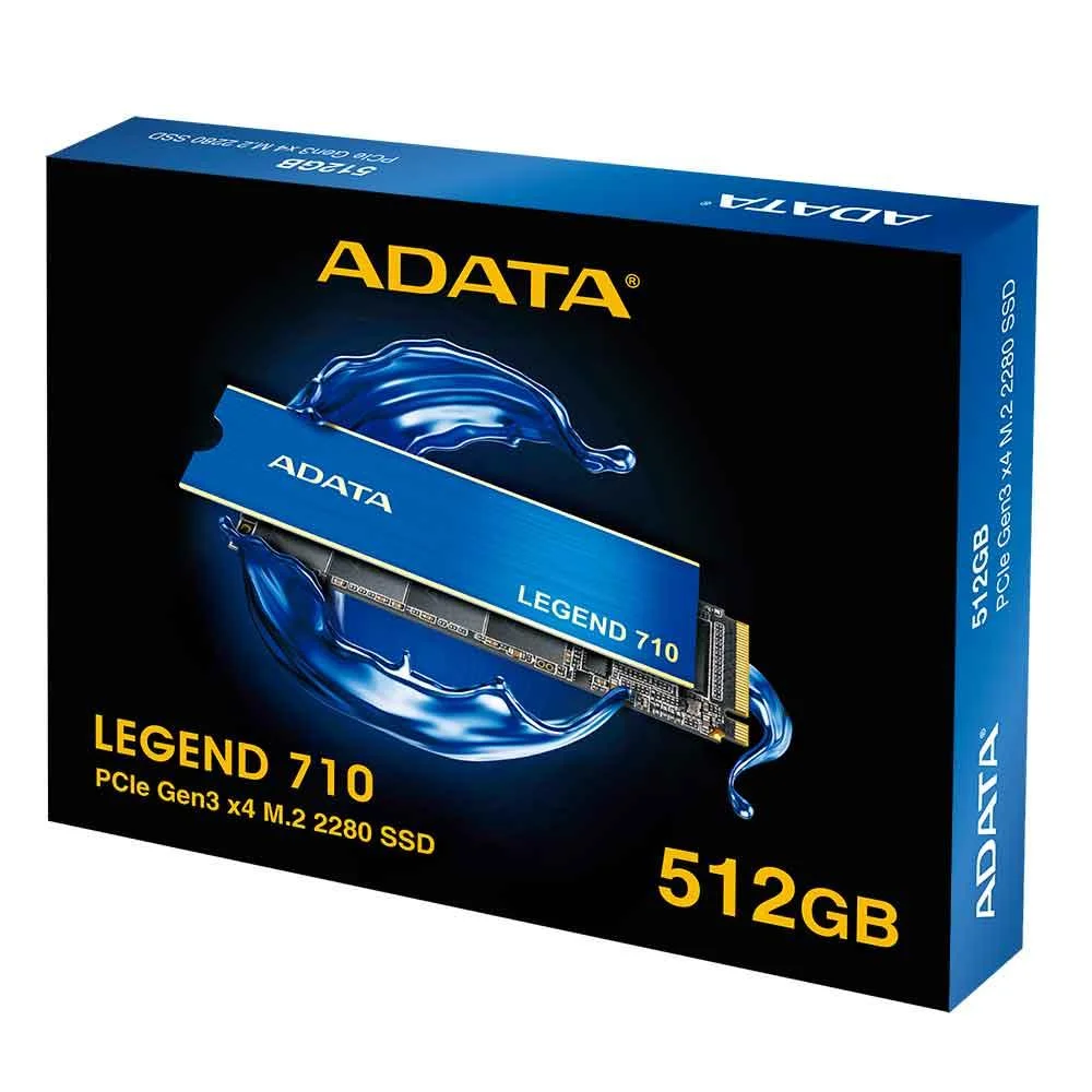 Imagem 4 de 5 do produto SSD Adata Legend 710, 512GB, M.2 2280 PCIe Gen3 x4 NVMe 1.4, Leitura 2400 Mb/s E Gravação 1600MB/s - Aleg-710-512gcs
