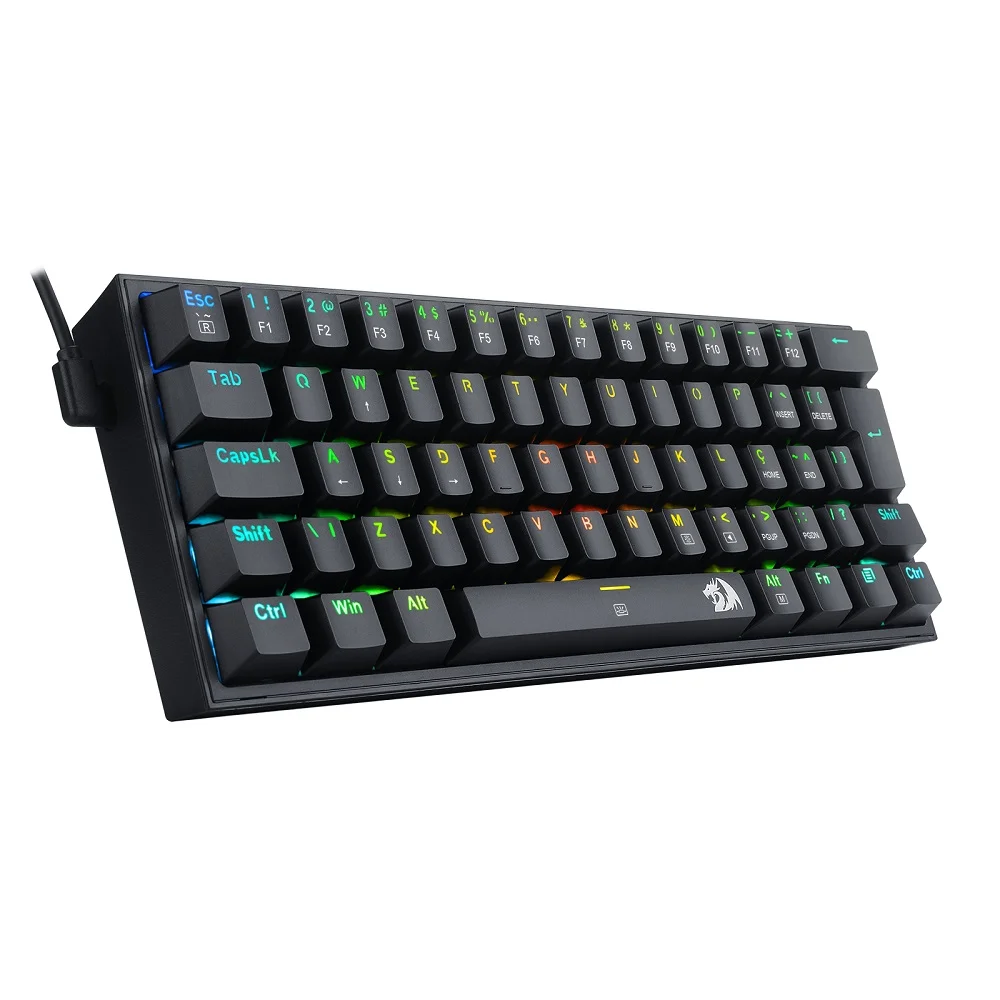Teclado Mecânico Gamer Redragon, Fizz, RGB, Preto, Switch Brown