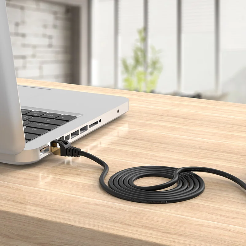 Imagem 2 de 5 do produto Cabo De Rede Orico, Cat 7, Blindado, Ethernet, 1M, 10000MBPS, Preto - PUG-C7-10