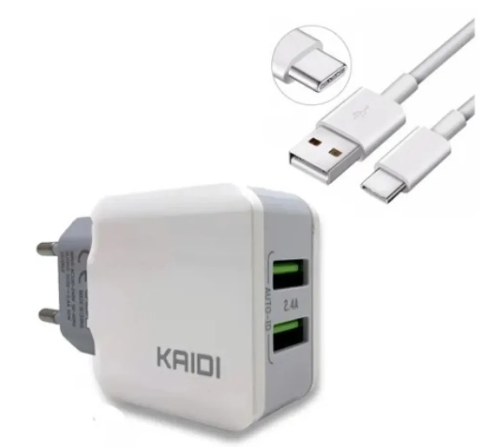 Imagem 2 de 3 do produto Kit Carregador Celular 2 Portas Usb Tipo C Rápido 2.4a Homologado