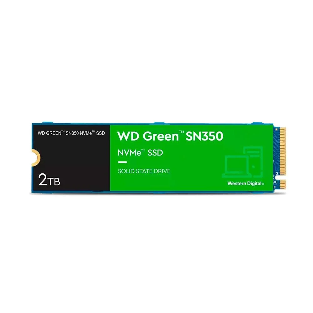 SSD 2tb WD Green Sn350 Nvme, Gen3, M.2 2280, Leitura/grav. 3200/3000mb/s - Wds200t3g0c