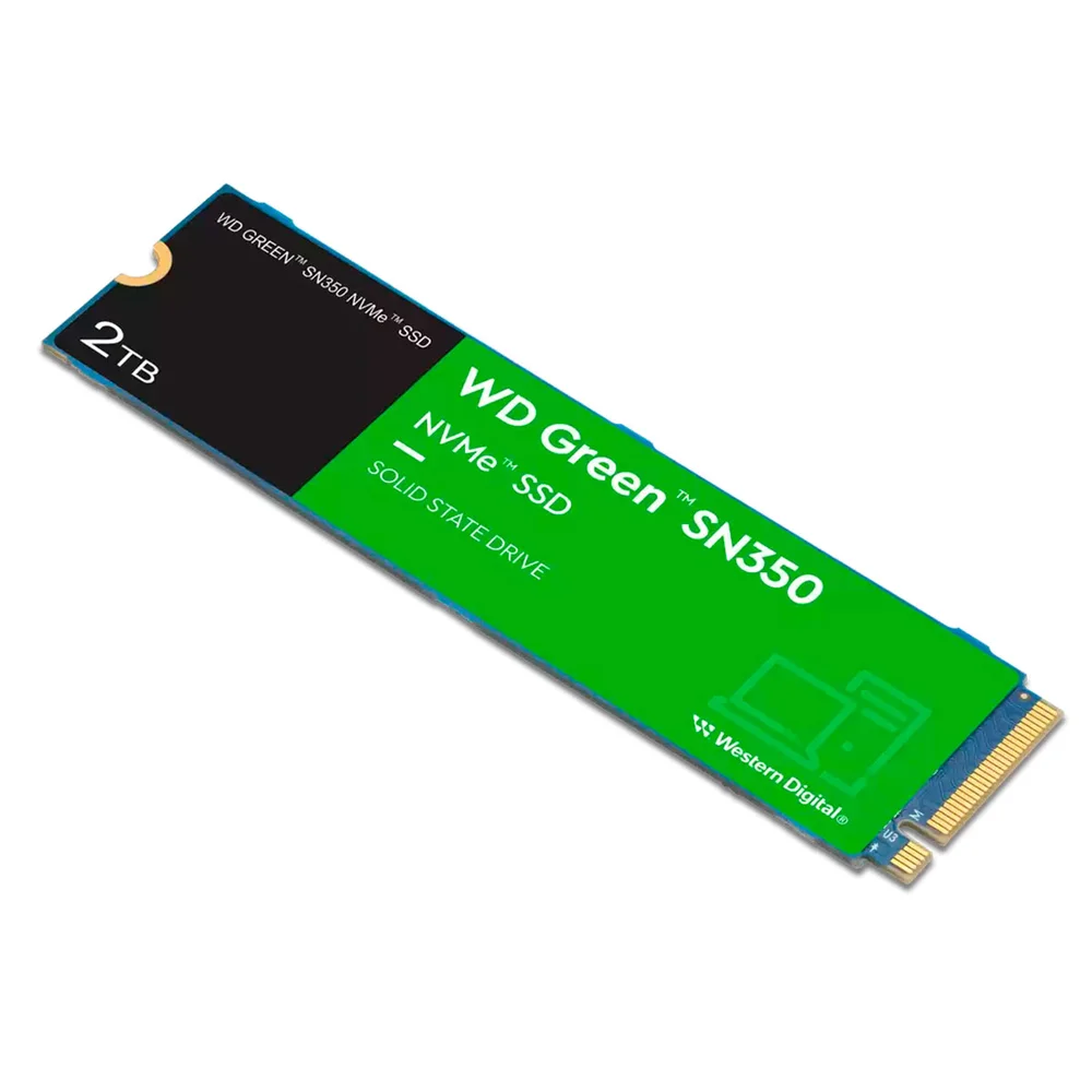 Imagem 2 de 5 do produto SSD 2tb WD Green Sn350 Nvme, Gen3, M.2 2280, Leitura/grav. 3200/3000mb/s - Wds200t3g0c
