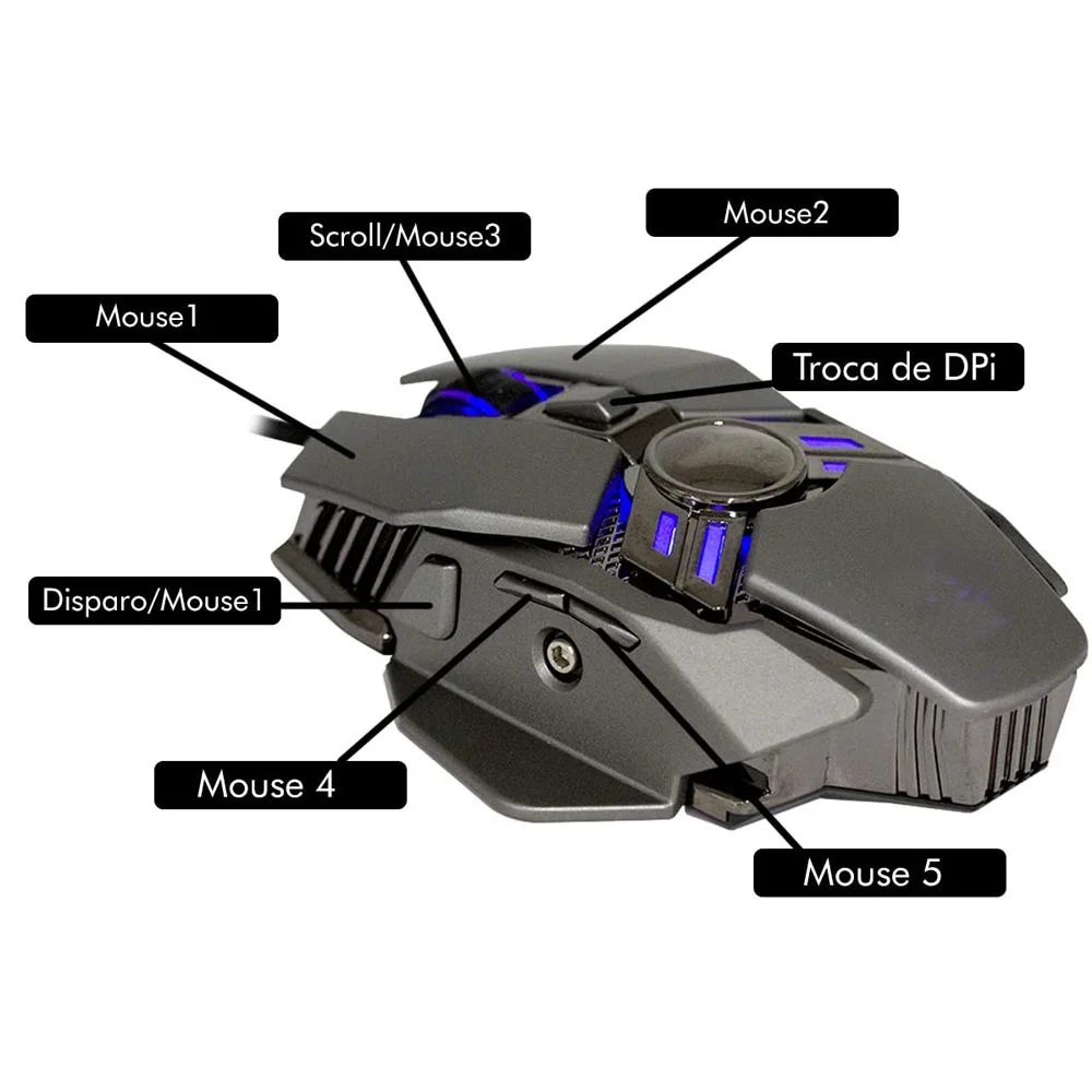 Imagem 3 de 3 do produto Mouse Gamer Warrior, 3.200 DPI - Preto