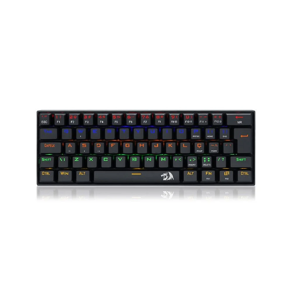 Imagem 4 de 5 do produto Teclado Mecânico Gamer, Redragon Lakshmi, 60%, Led Rainbow, Preto, Switch Outemu Brown, Abnt2 K606R (brown)