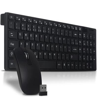 Kit Teclado E Mouse Sem Fio Usb Wireless 2.4ghz Multimídia Abnt2 Pc Notebook Mac (preto)