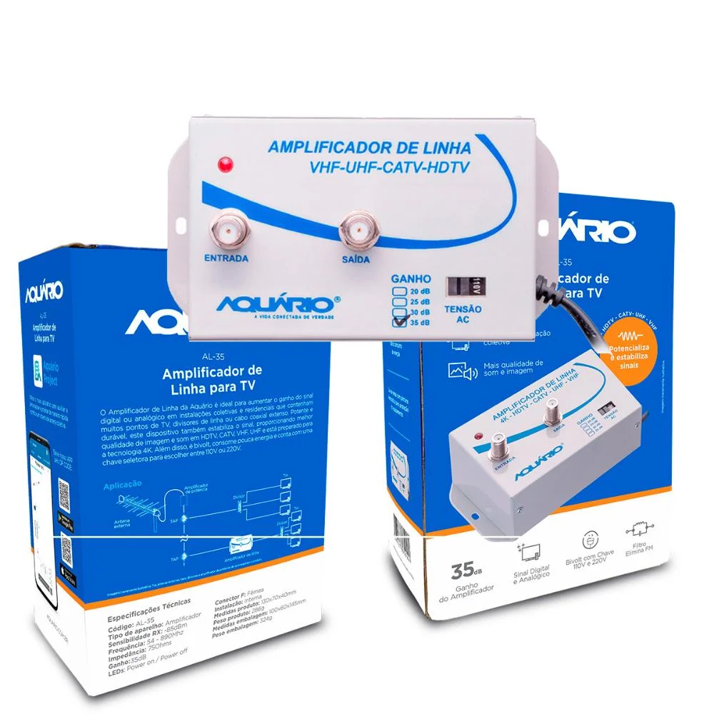 Imagem 5 de 5 do produto Amplificador De Linha De TV, 35Db De Ganho - AL-35