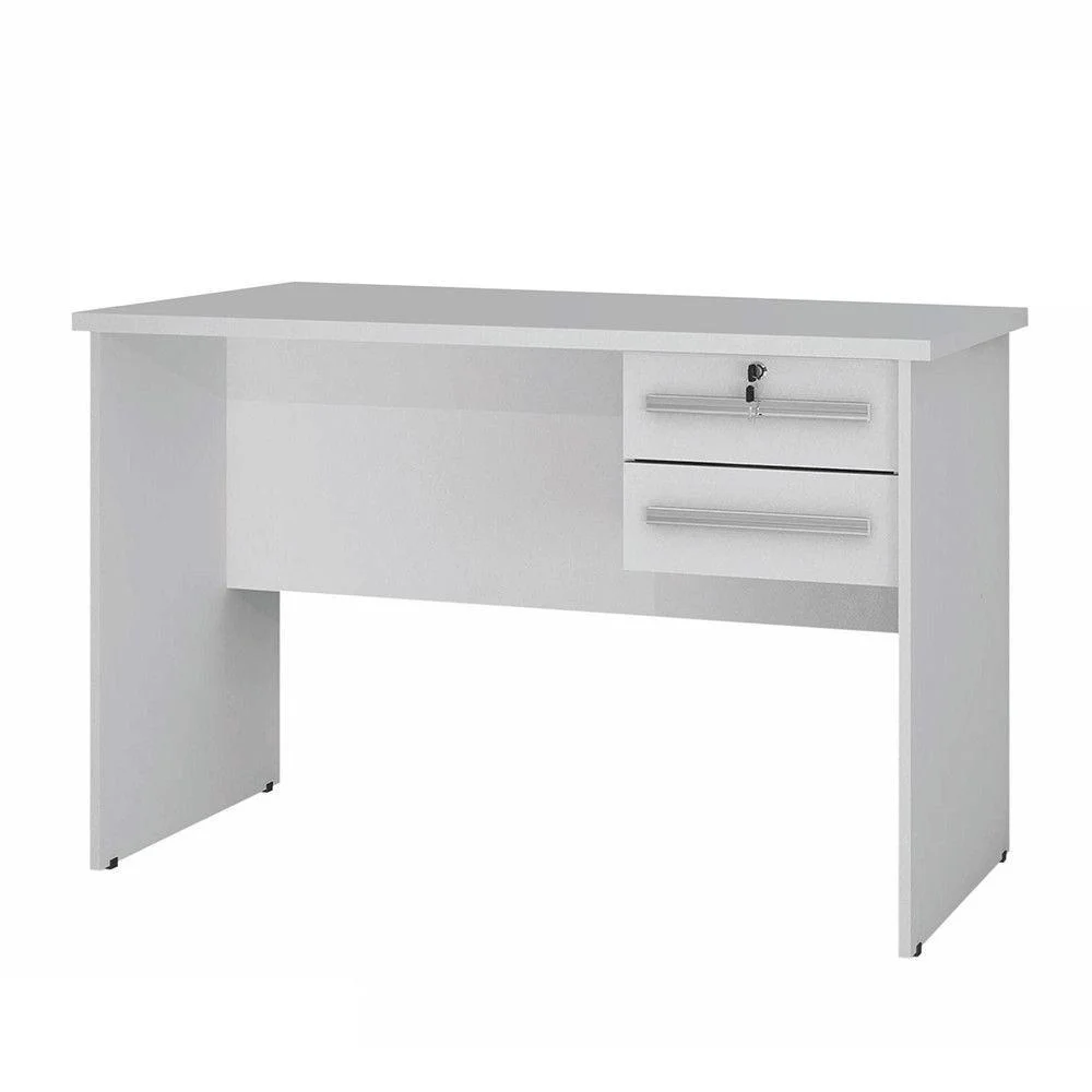 Imagem 5 de 5 do produto Mesa Escrivaninha Para Pc Computador Home Office Estudo Cpu 2 Gavetas Quarto Escritório Mdf Branco