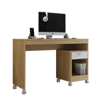 Mesa Escrivaninha Para Pc Computador Home Office Cpu Quarto Escritório Mdf Marrom Madeira Off White