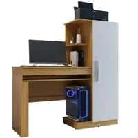 Mesa Para Pc Escrivaninha Computador Home Office Cpu Quarto Escritório Mdf Marrom Madeira Off White