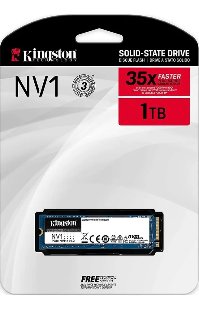 SSD Kingston M.2 NVMe 1TB, Leitura 2100 MB/s, Gravação 1700 MB/s - Snvs/1000g