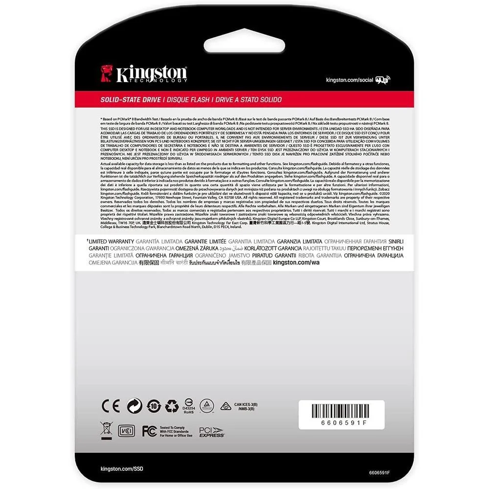 Imagem 5 de 5 do produto SSD Kingston M.2 NVMe 1TB, Leitura 2100 MB/s, Gravação 1700 MB/s - Snvs/1000g