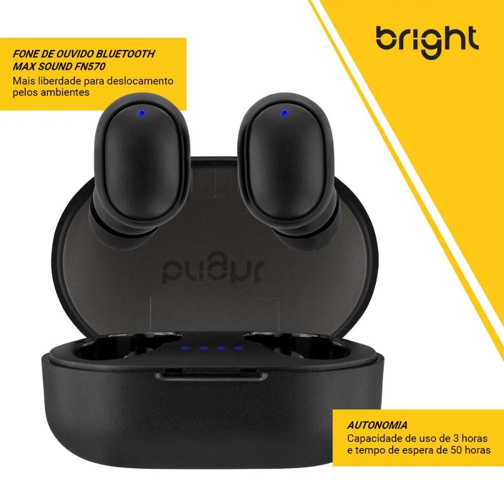 Imagem 2 de 5 do produto Fone De Ouvido Bluetooth Bright Fn570 TWS Max Sound