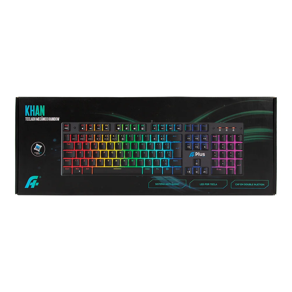 Imagem 5 de 5 do produto Teclado Mecânico A+ Plus Tech Khan Ap-kb-3993 Rainbow Switch Outemu Brown Abnt2.