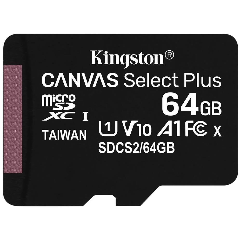 Cartão De Memória Kingston Canvas Select Plus Micro SD, 64GB, Classe 10