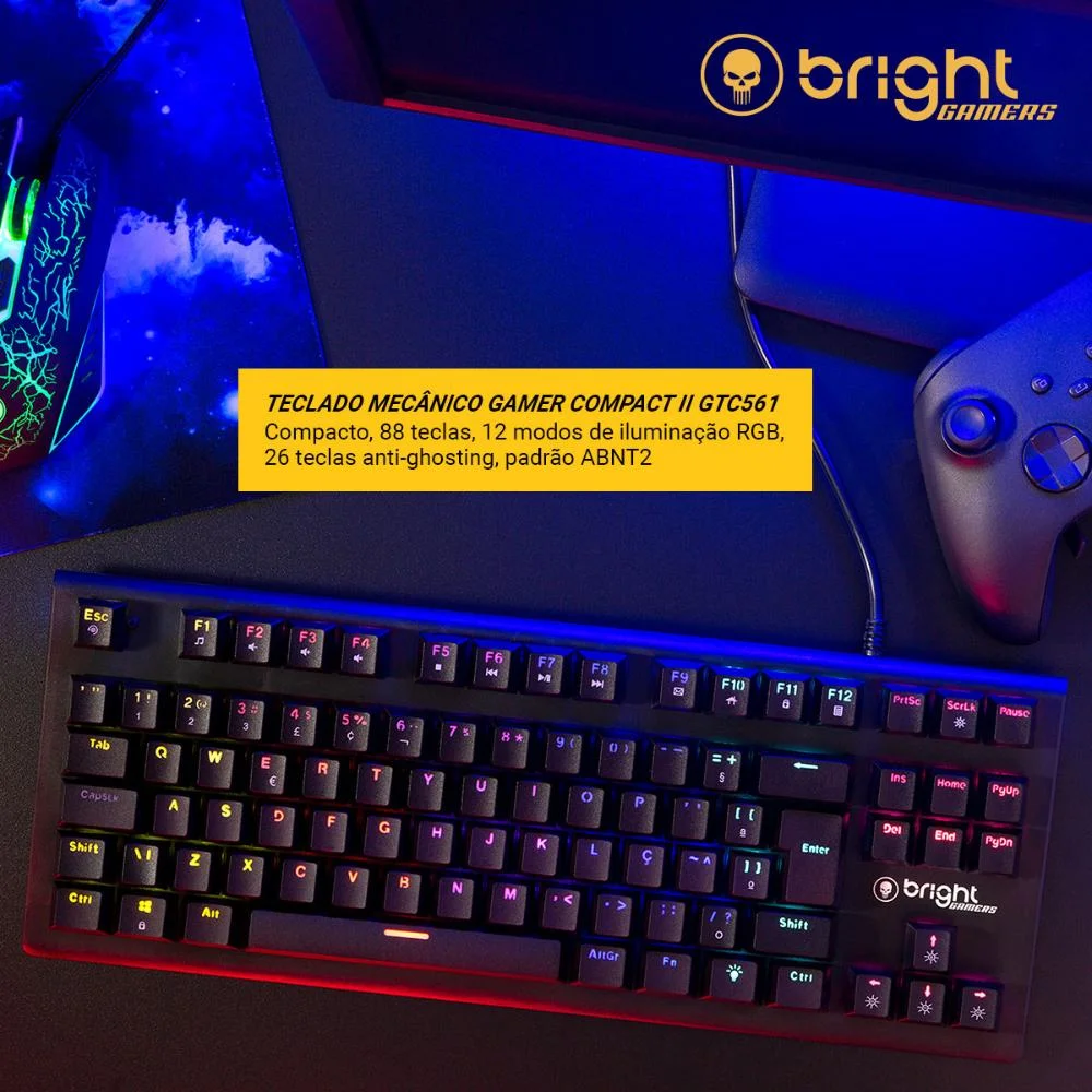 Teclado Mecânico Gamer Compact II, 88 Teclas, Bright - Gtc561 Teclado Mecânico Gamer Compact II, 88 Teclas, Bright - Gtc561