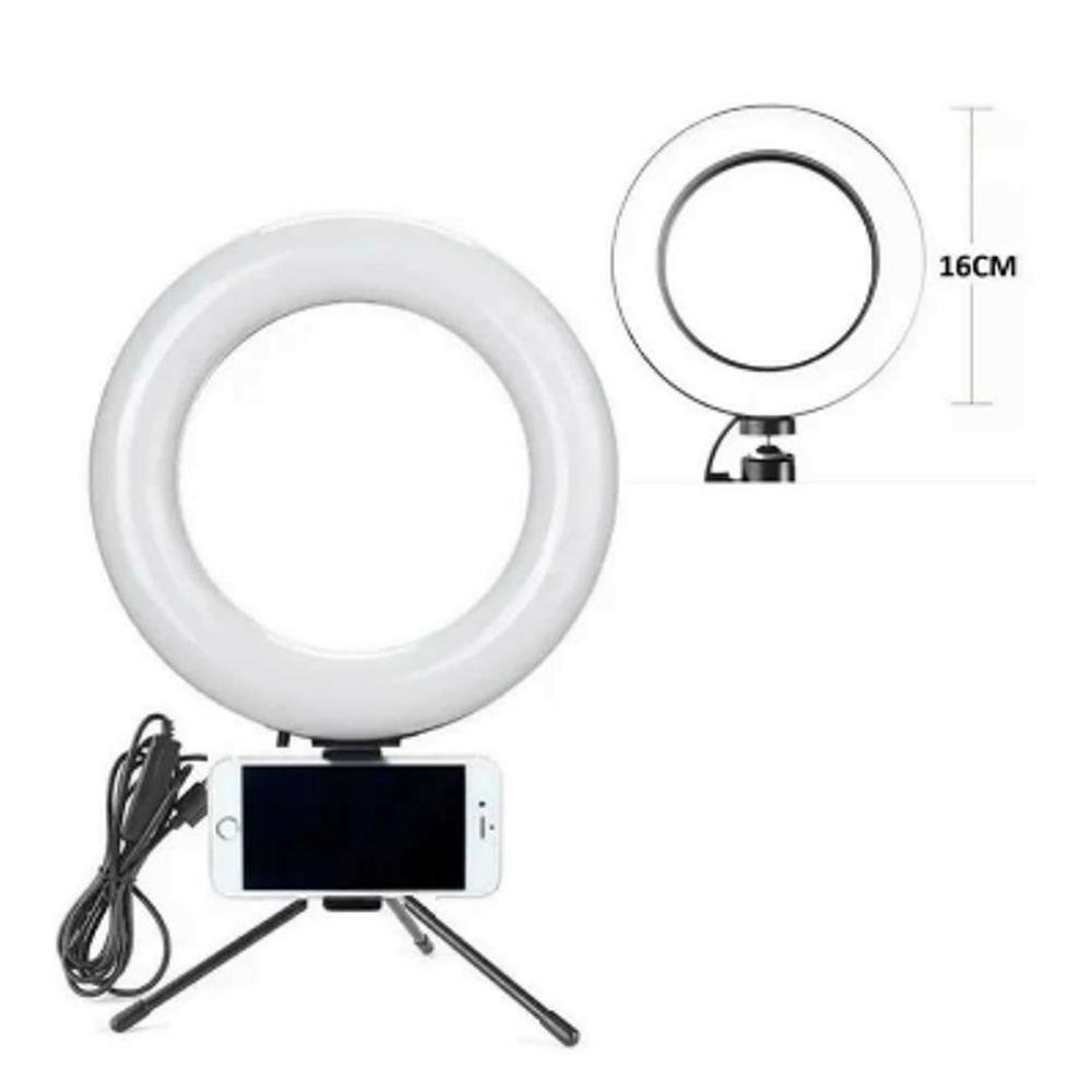 Imagem 5 de 5 do produto Ring Light Led Mesa Iluminador Pequena Tripé 6 Polegada 16cm