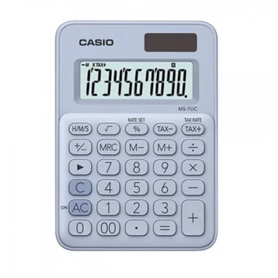 Calculadora De Mesa 10 Dígitos, Mini Ms7-uc, Casio - Azul Claro