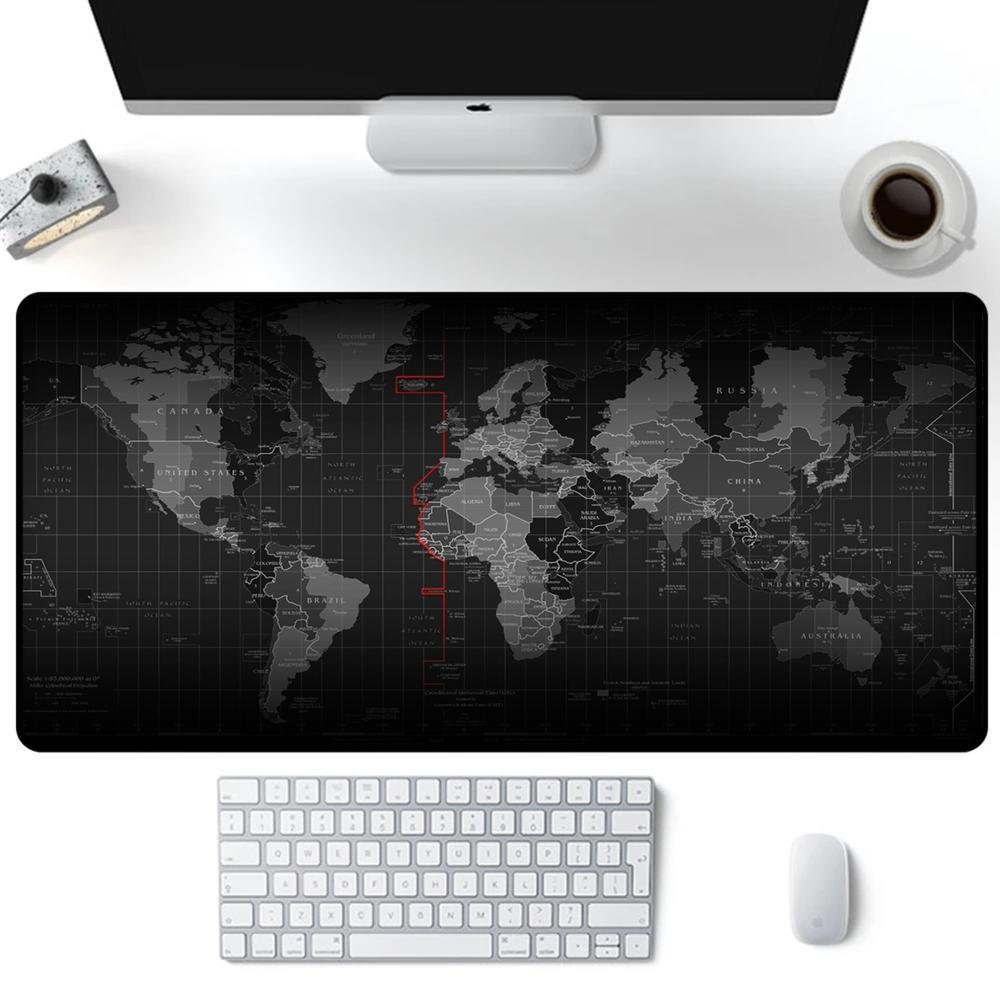 Imagem 2 de 5 do produto Mouse Pad Gamer Speed Extra Grande Mapa Mundi Preto #1 120x60