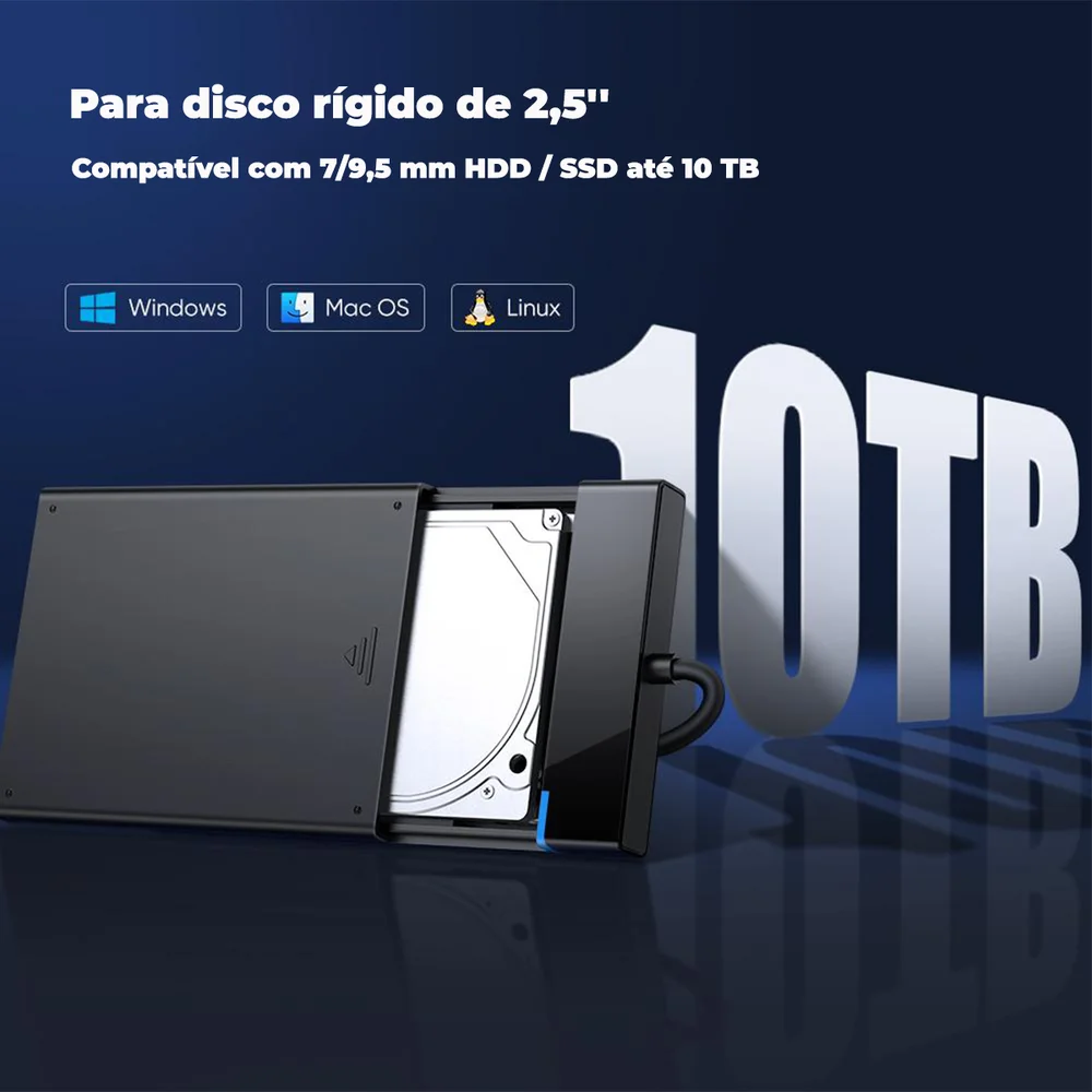 Imagem 2 de 5 do produto Case Gaveta Ugreen para HD Sata Externo, 2.5, USB, Notebook - 30847