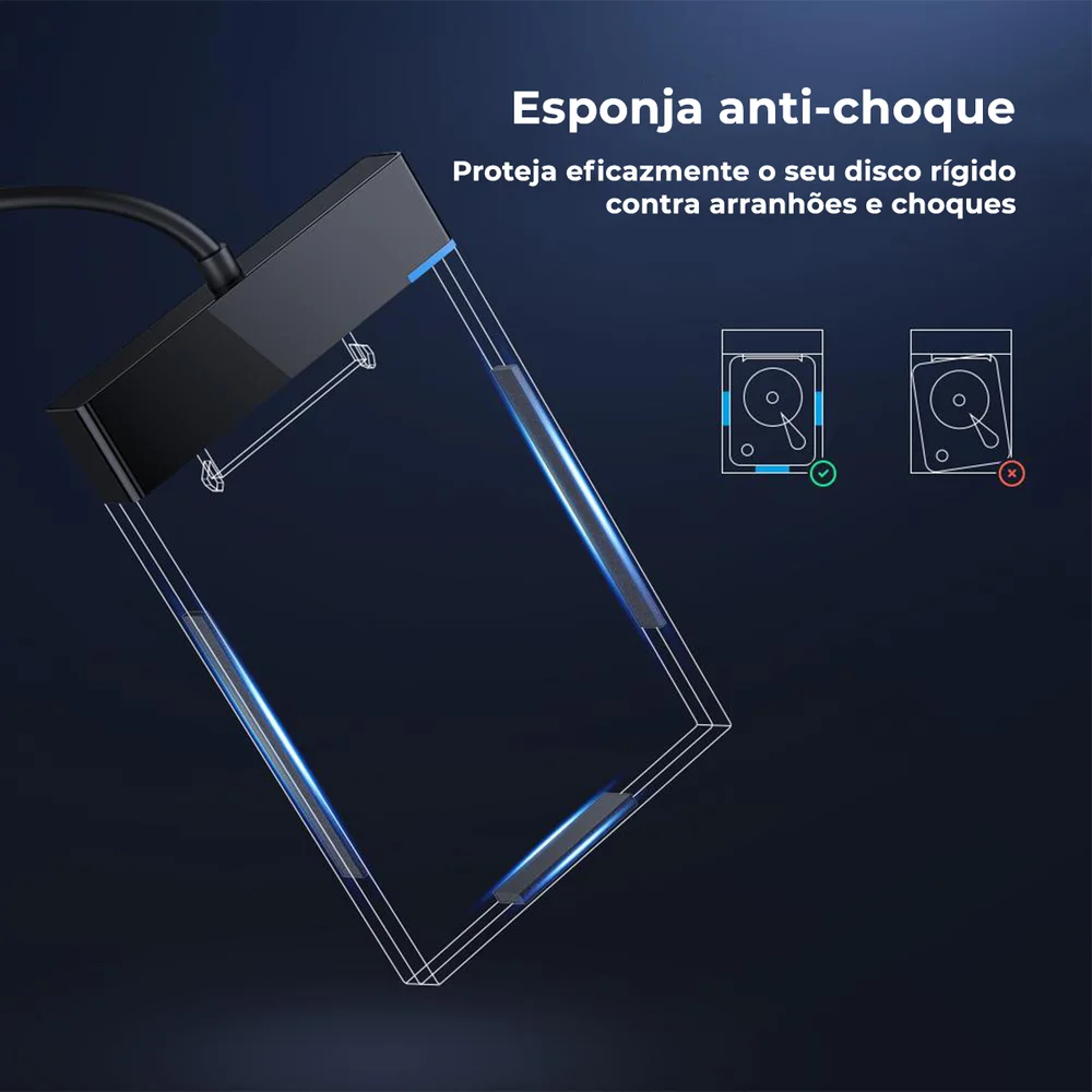 Imagem 3 de 5 do produto Case Gaveta Ugreen para HD Sata Externo, 2.5, USB, Notebook - 30847
