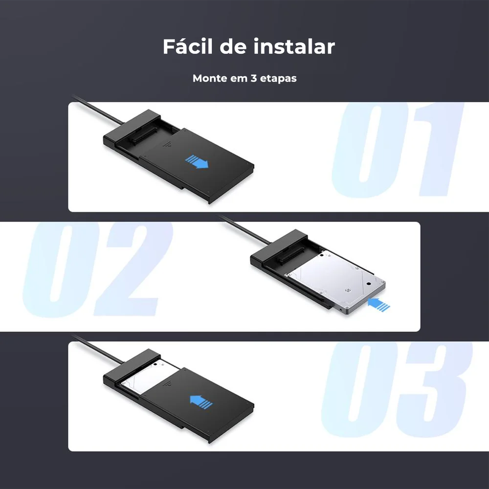 Imagem 5 de 5 do produto Case Gaveta Ugreen para HD Sata Externo, 2.5, USB, Notebook - 30847