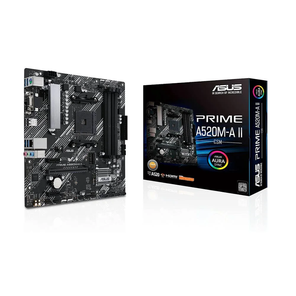 Placa-Mãe Asus, AMD AM4 A520, DDR4, M.2, HDMI, VGA e DisplayPort - A520M-A-II