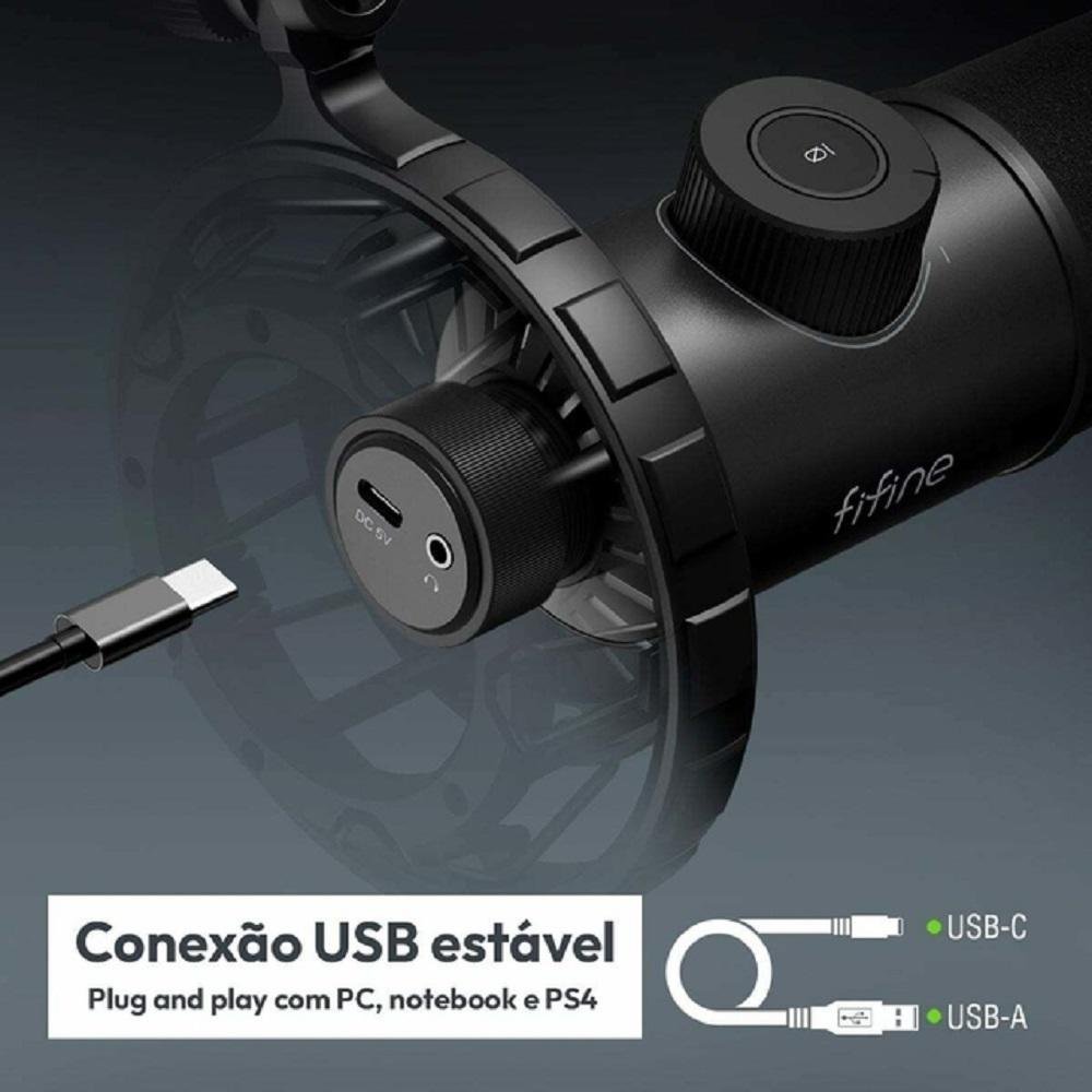 Microfone Cardioide, RGB, Fifine, K658 - Preto | KaBuM!