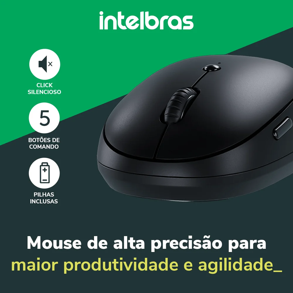 Imagem 2 de 5 do produto Mouse Intelbras Msi100 Sem Fio Preto