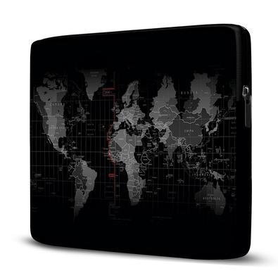 Capa Pasta Maleta Notebook 15.6 Polegadas Mapa Mundi, Preto