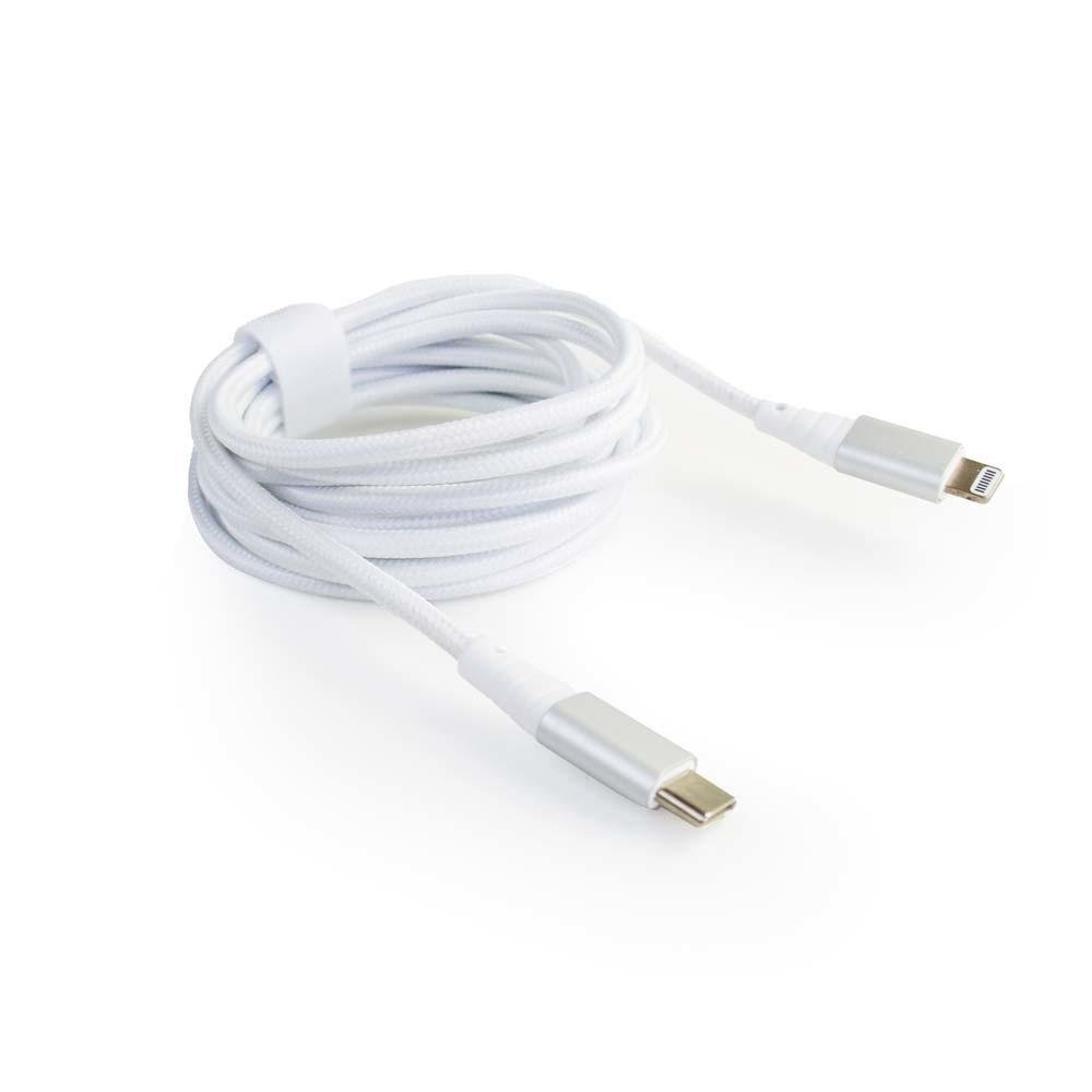 Imagem 3 de 5 do produto Cabo MFI Hard Cable Iwill, Para USB-C, Em Poliéster, 2M, Branco