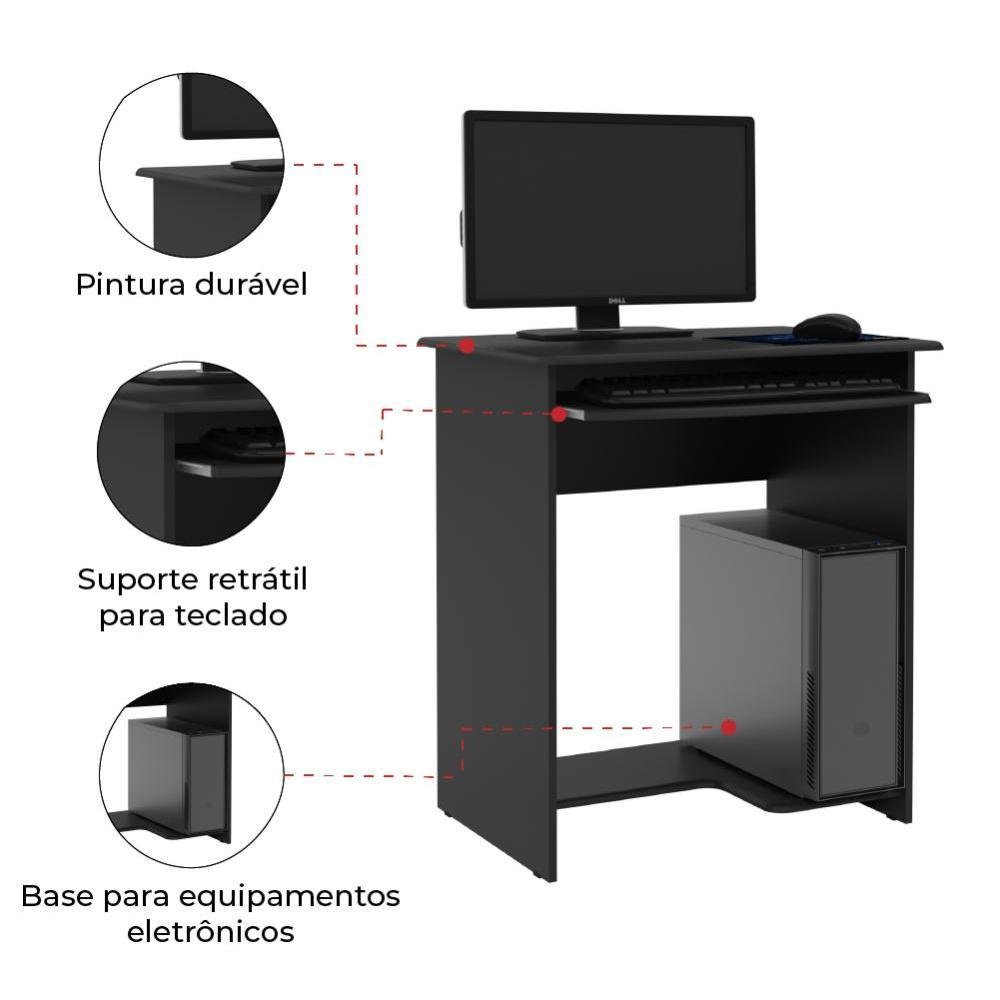 Imagem 4 de 5 do produto Mesa De Computador Pratica Preto Ej Móveis